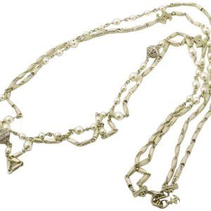 Chanel A16A Champagne CC Pearl Crystal Necklace